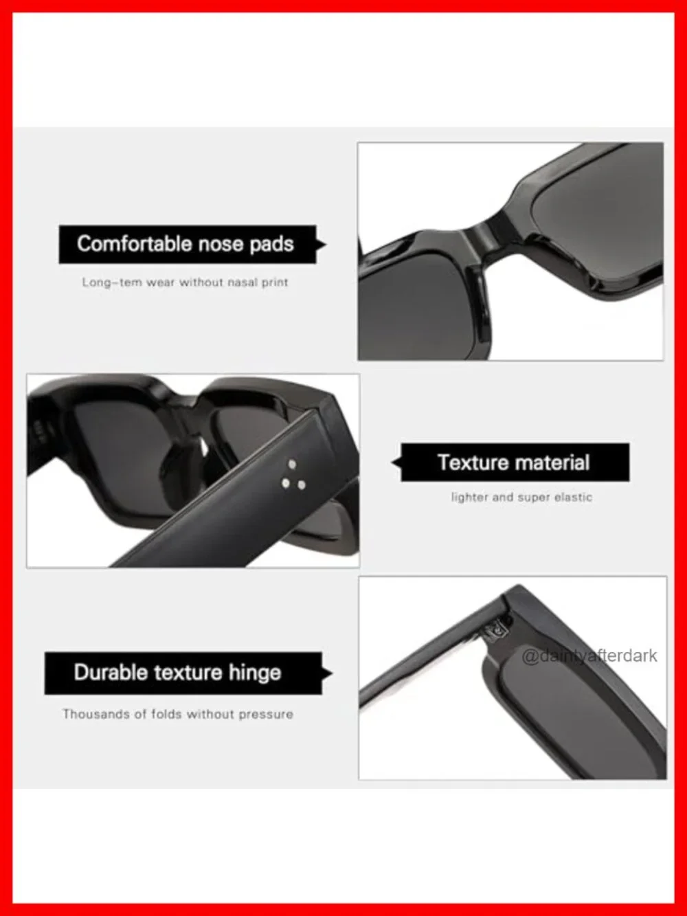 Square Frame Sunglasses UV400 Protection Chunky Rectangle Shades